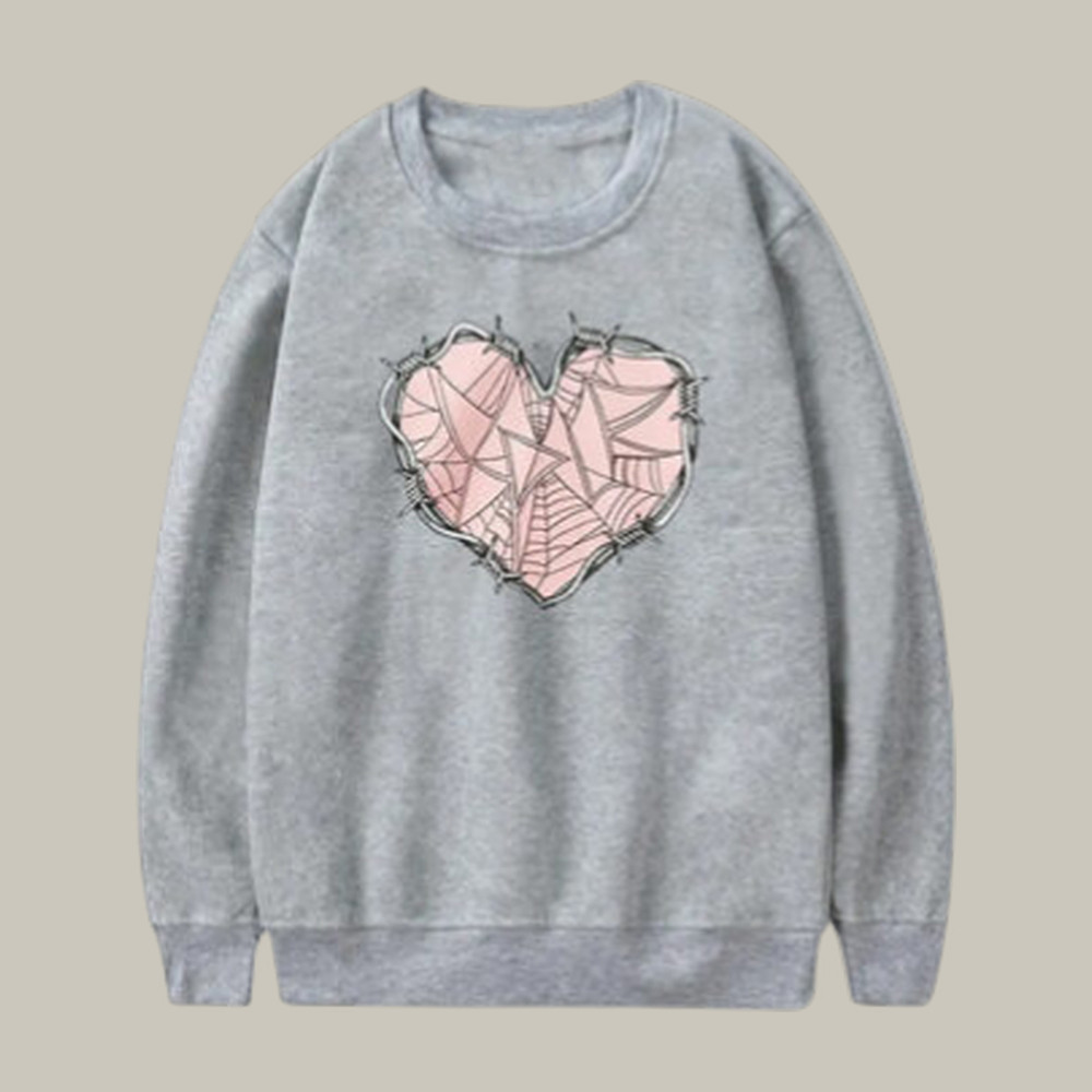 XPLR Web Heart Graphic Sweatshirt Sam And Colby Apparel Present For Girlfriend