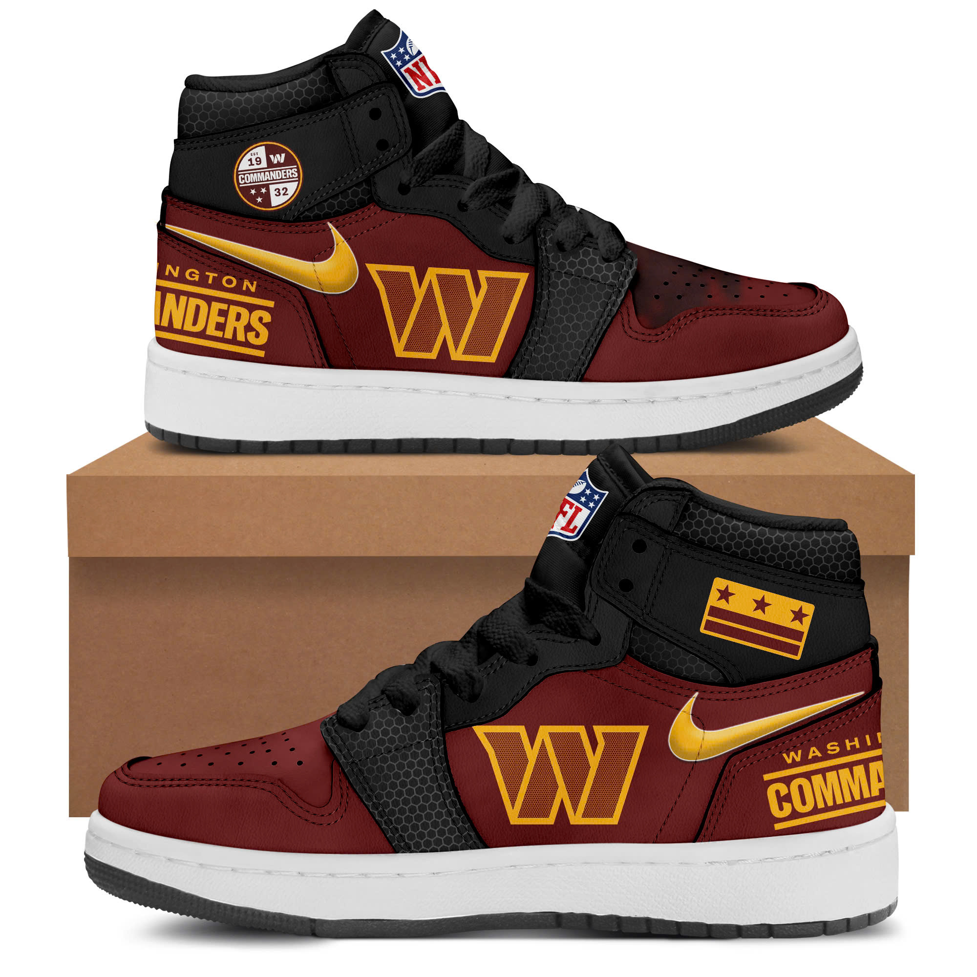 Xxwashington Commanders 2025 Black Threads Premium Limited Shoes Football Related Gifts