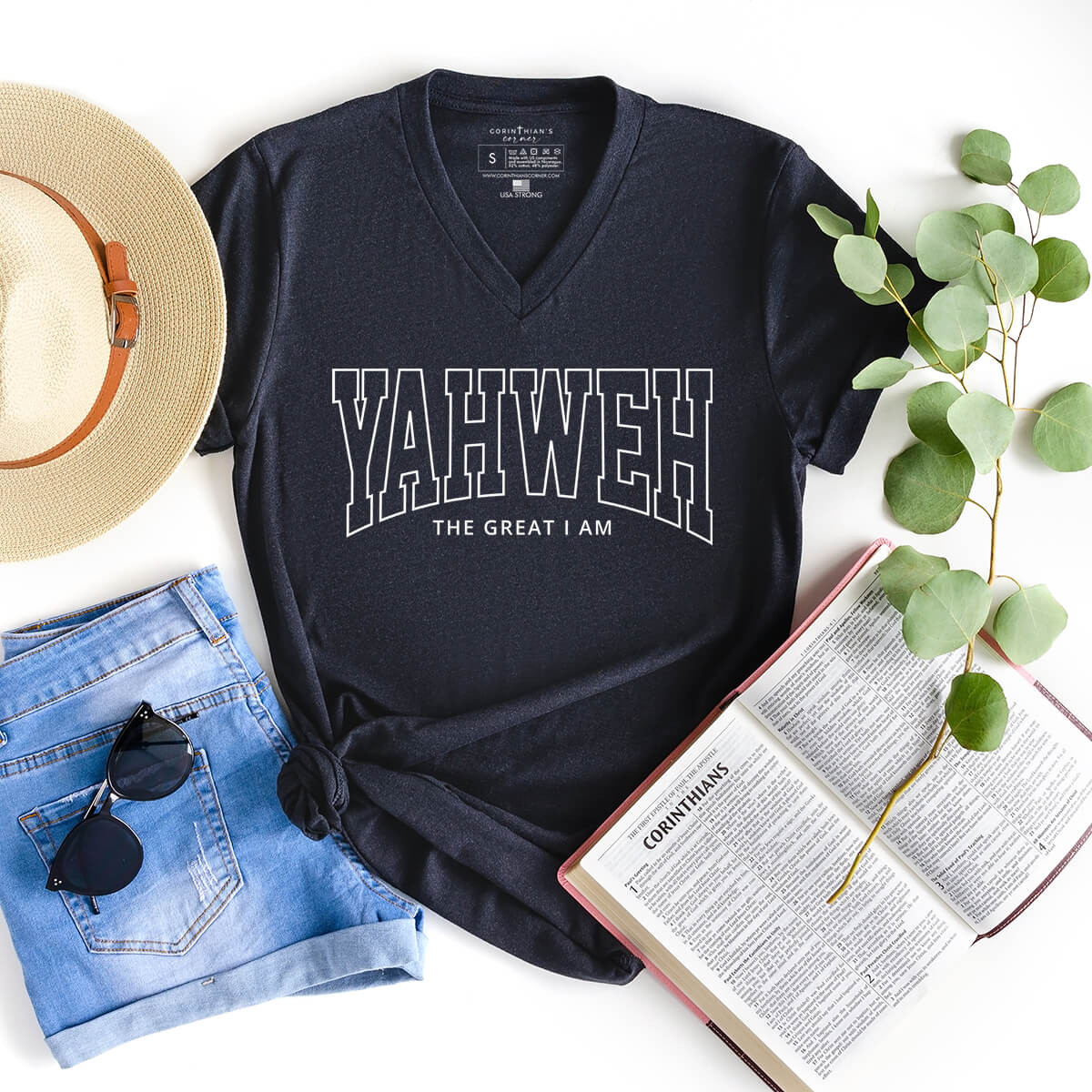 Yahweh The Great I Am V-Neck Shirt Gift For Women