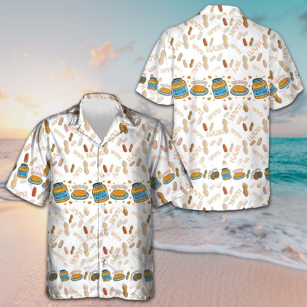 Yammy Peanut Butter Hawaiian Shirt Summer Button Up Gift For Peanut Butter Lovers Yammy Peanut Butter Hawaiian Shirt Summer Button Up Gift For Peanut Butter Lovers