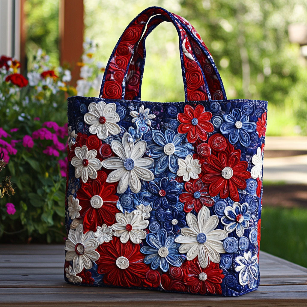 Yankee Doodle Petals Quilted Tote Bag Hippie Gifts For Her