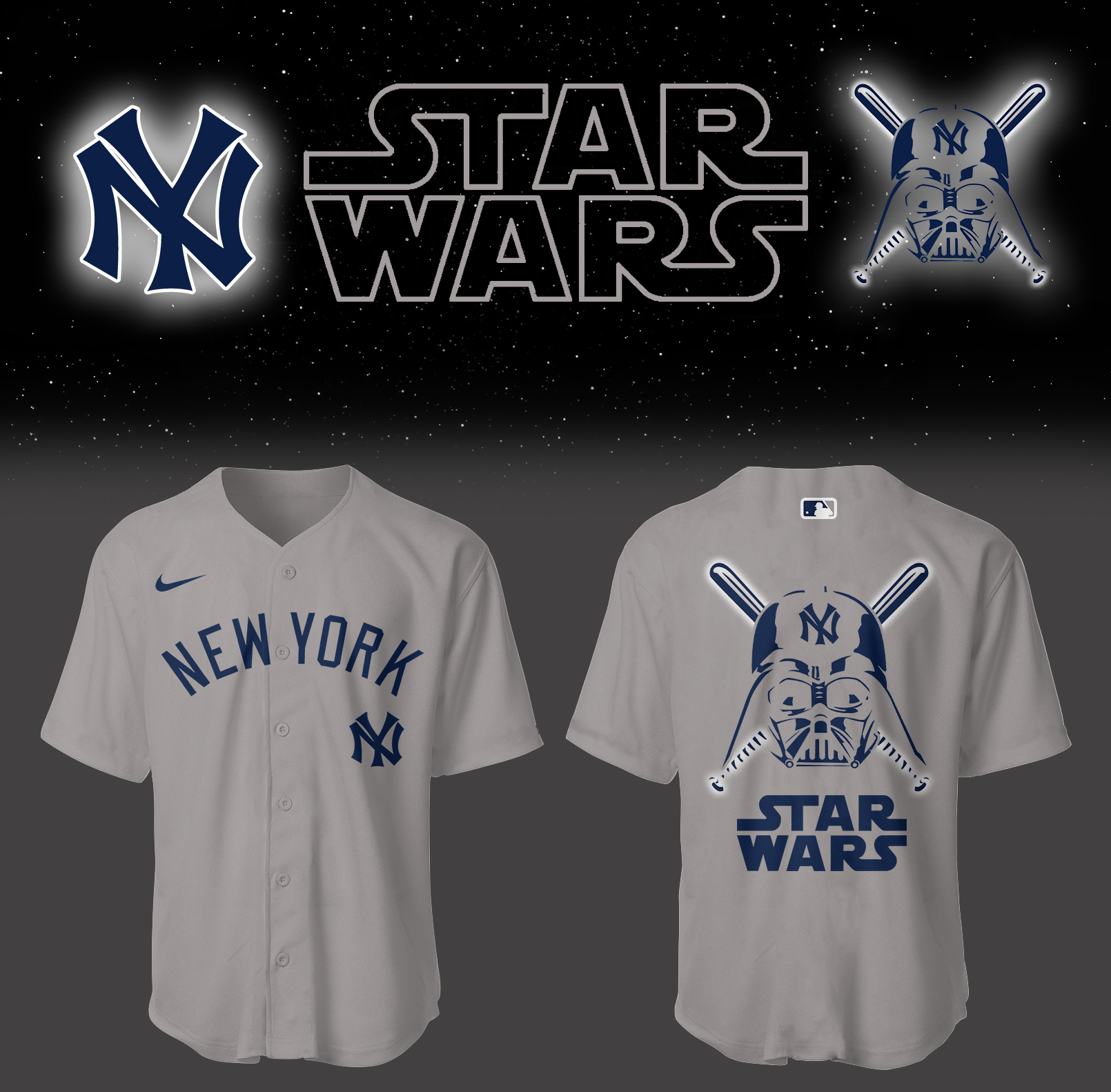 Yankees Baseball 2025 Yankees x Star Wars Grey Jersey Gifts For Baseball Fans