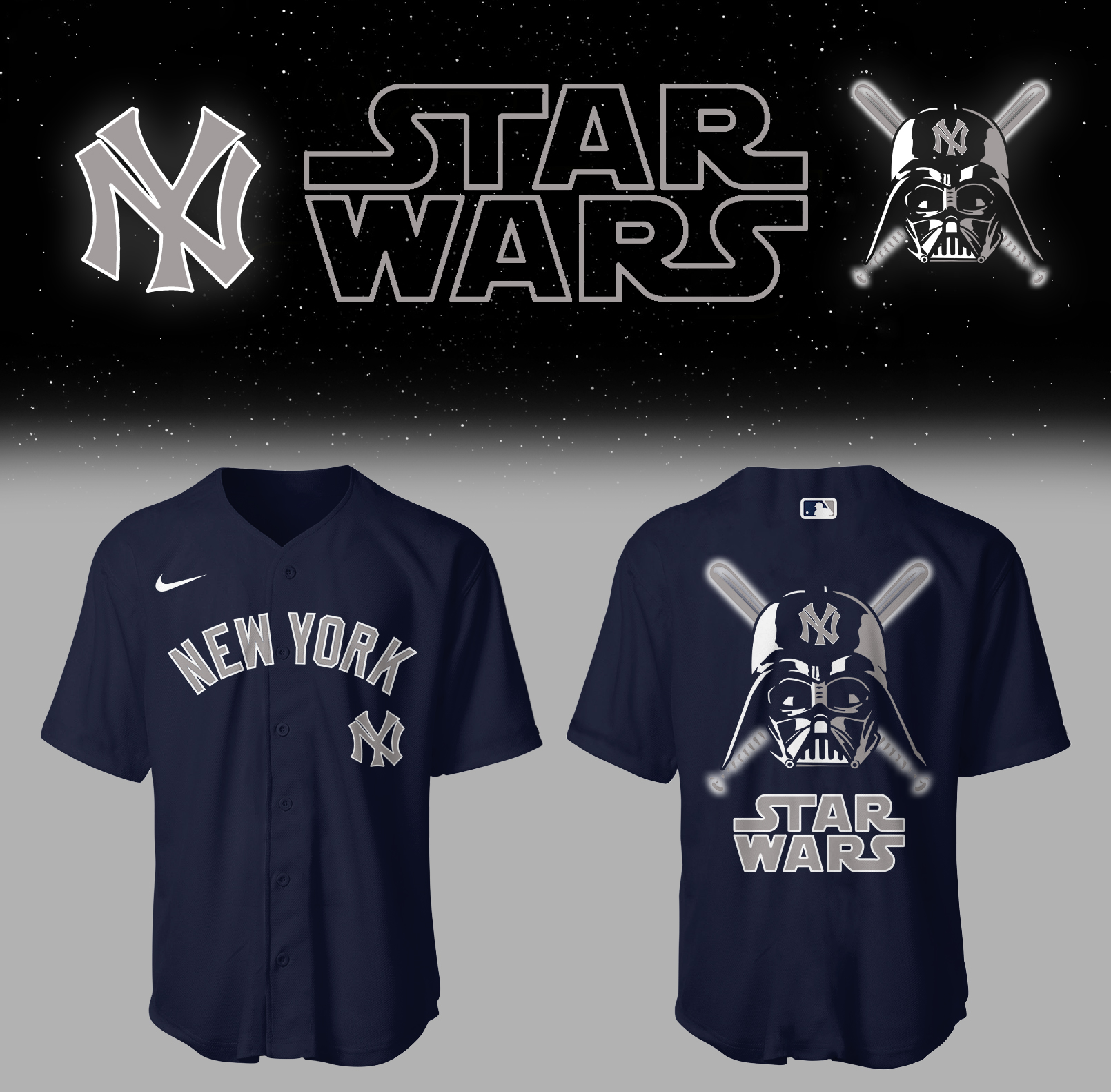 Yankees Baseball 2025 Yankees x Star Wars Navy Jersey Gift Ideas For Baseball Players