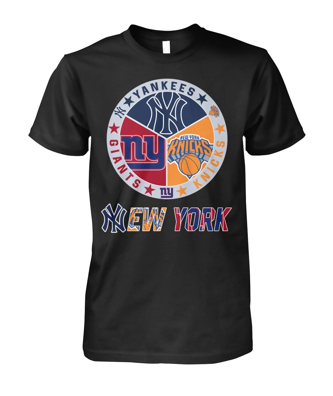 Yankees Giants Knicks Lover T-Shirt New York Sports Team Mashup Logo Merch Gift For Husband