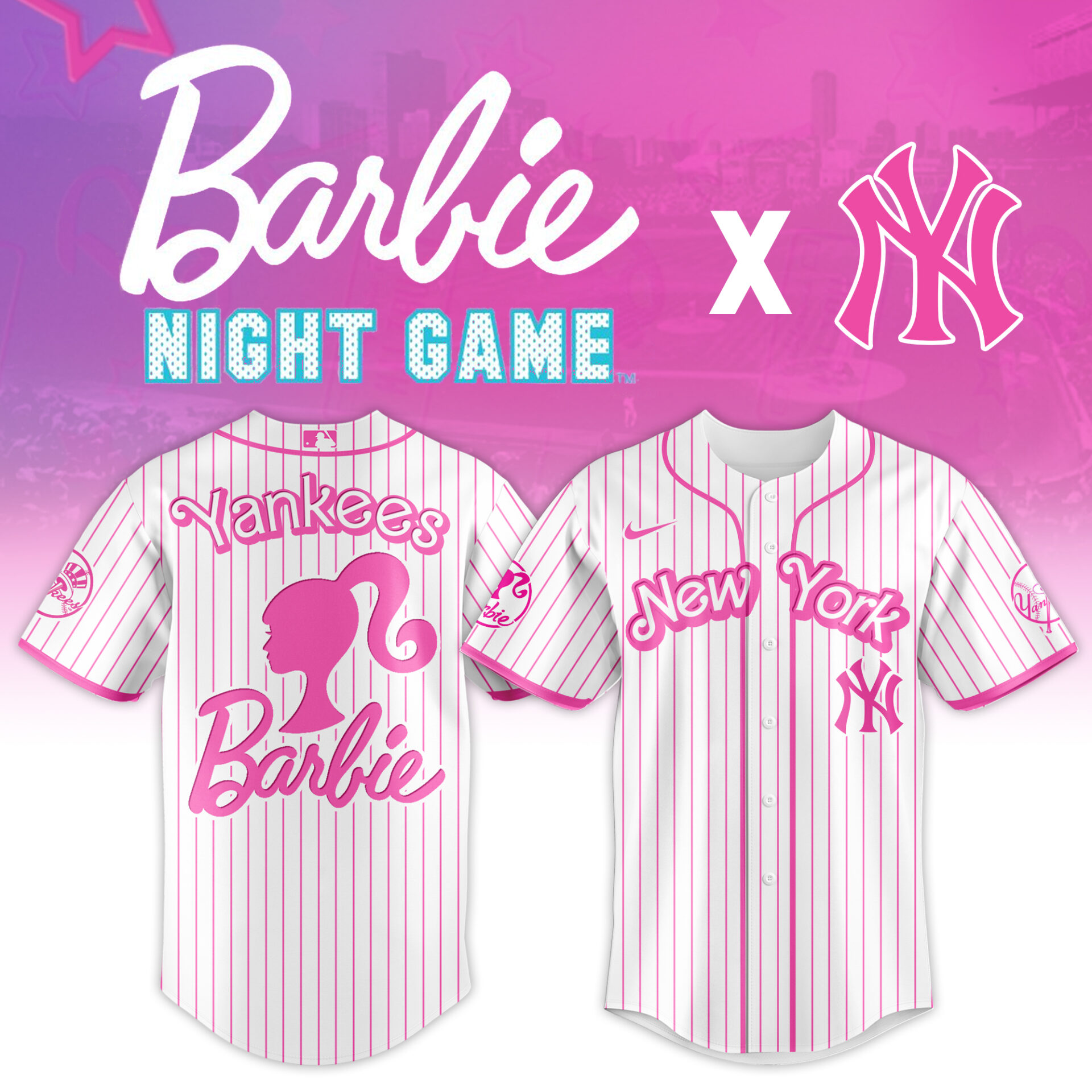 Yankees x Barbie Night Game 2025 Jersey Gifts For Baseball Fans