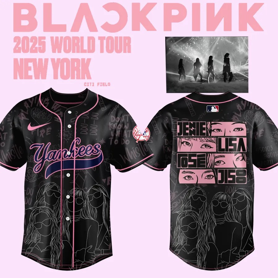 Yankees x BLACKPINK Baseball Jersey 2025 Black Baseball Enthusiast Gifts