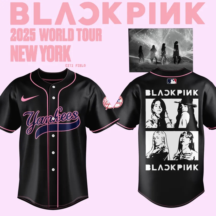 Yankees x BLACKPINK Baseball Jersey 2025 Black Cool Gifts For Baseball Lovers
