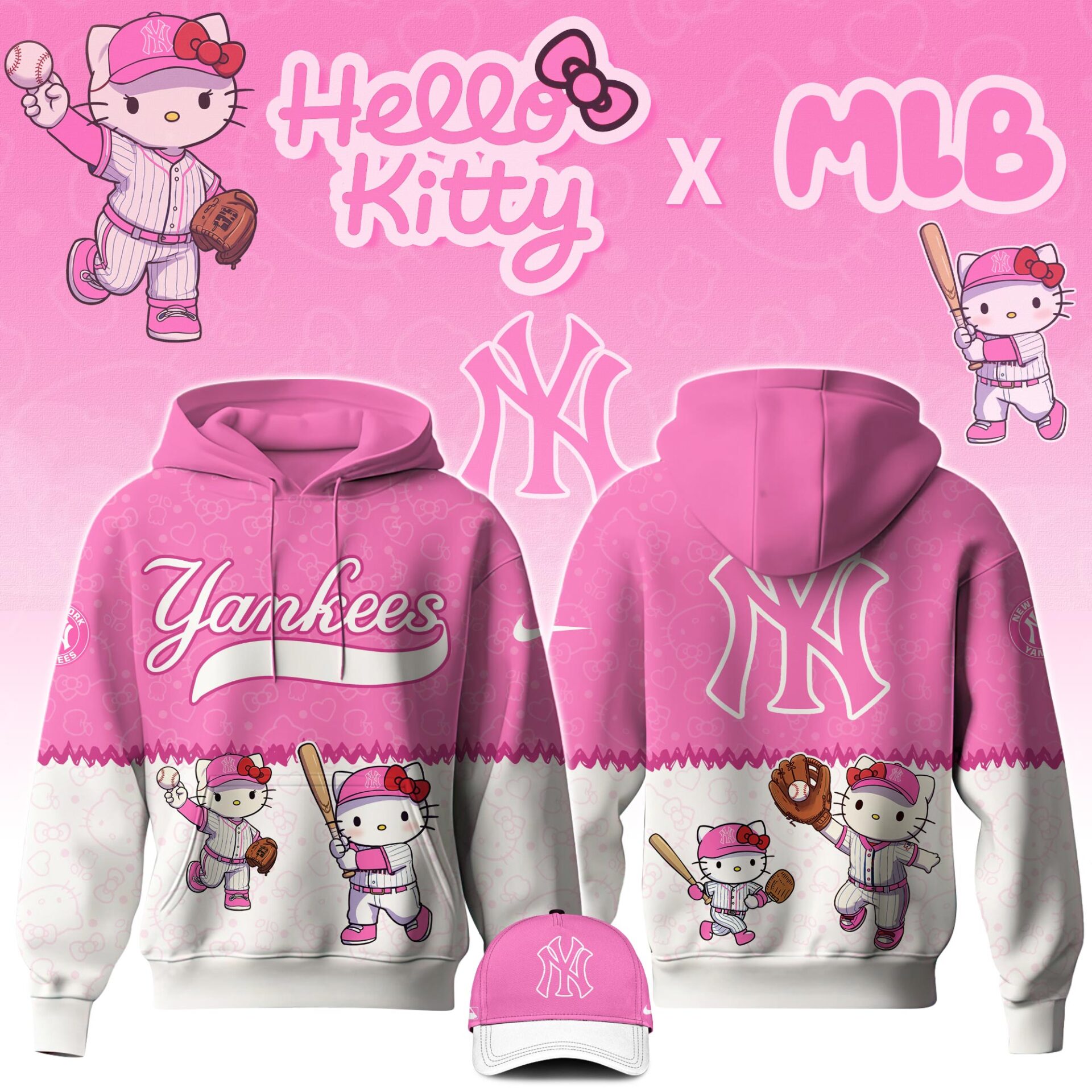 Yankees x Hello Kitty Night 2025 Hoodie Gifts For Baseball Players