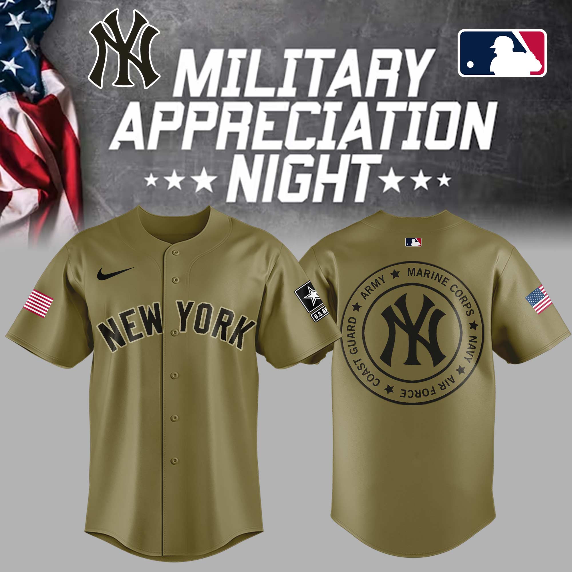 Yankees x Military Appreciation Night 2025 Jersey Baseball Mom Gifts