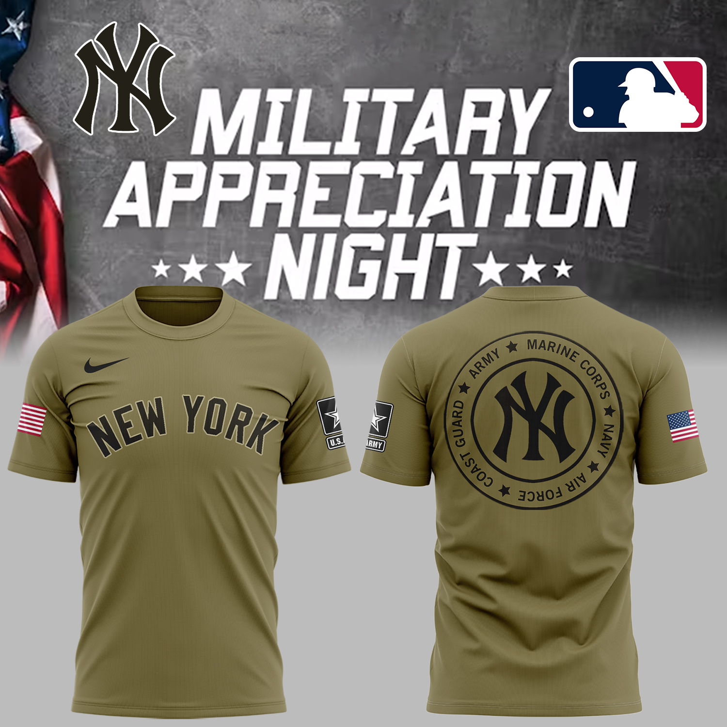Yankees x Military Appreciation Night 2025 T-Shirt Baseball Coach Gift Ideas