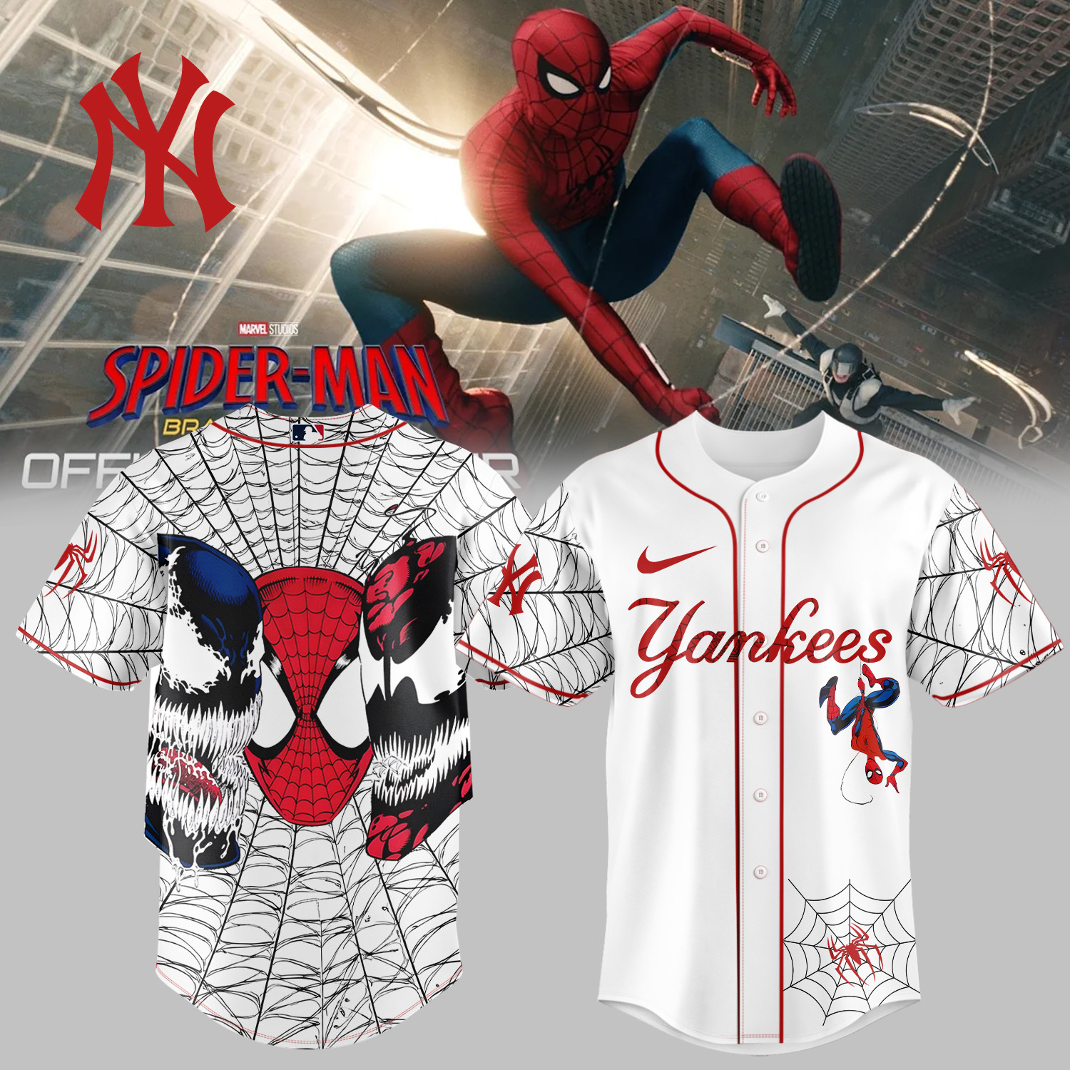Yankees x Spider Man Baseball Jersey 2026 MLB Playoff Merch Good Gift For Boyfriend