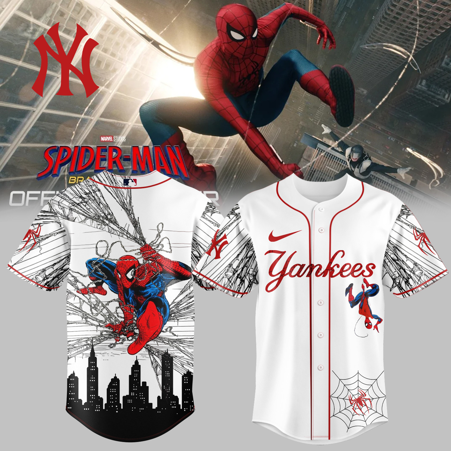 Yankees x Spider Man Baseball Jersey 2026 MLB Playoffs Shirt Great Gift For Boyfriend