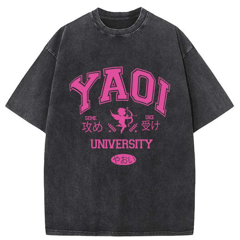 Yaoi University Washed T-Shirt Retro Humor Outfit Idea Gifts For Friends