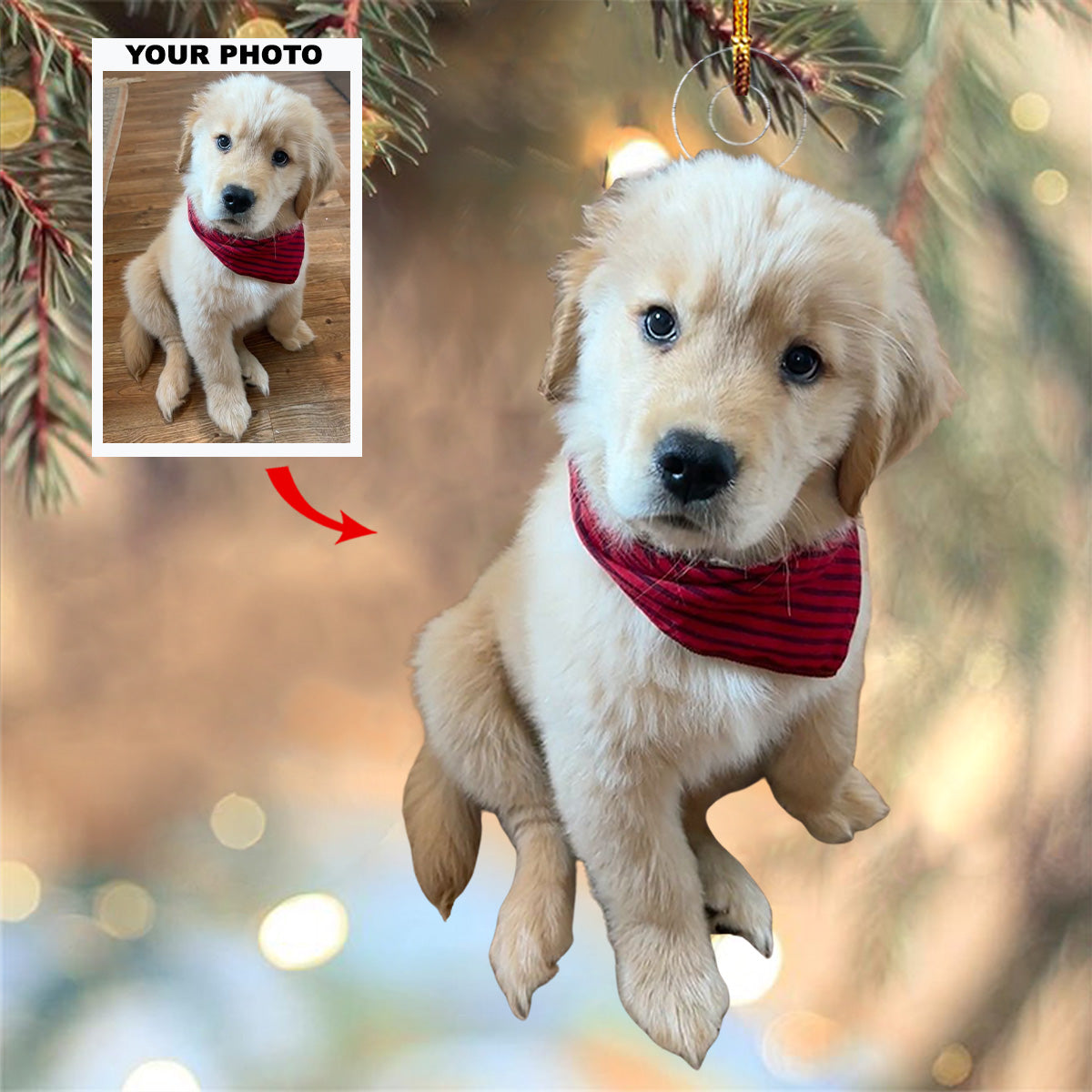 Yappy Holidays Personalized Photo Mica Ornament Christmas Gift For Dog Lovers Dog Owner