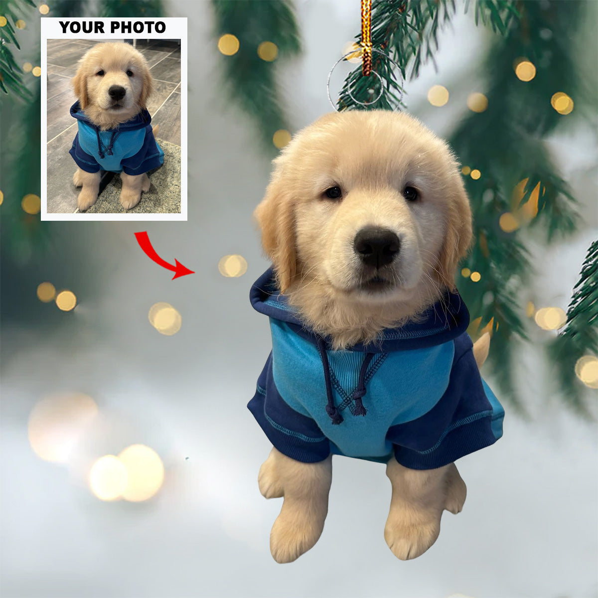 Yappy Holidays Personalized Photo Mica Ornament Gift For Pet Lovers Pet Owners Family