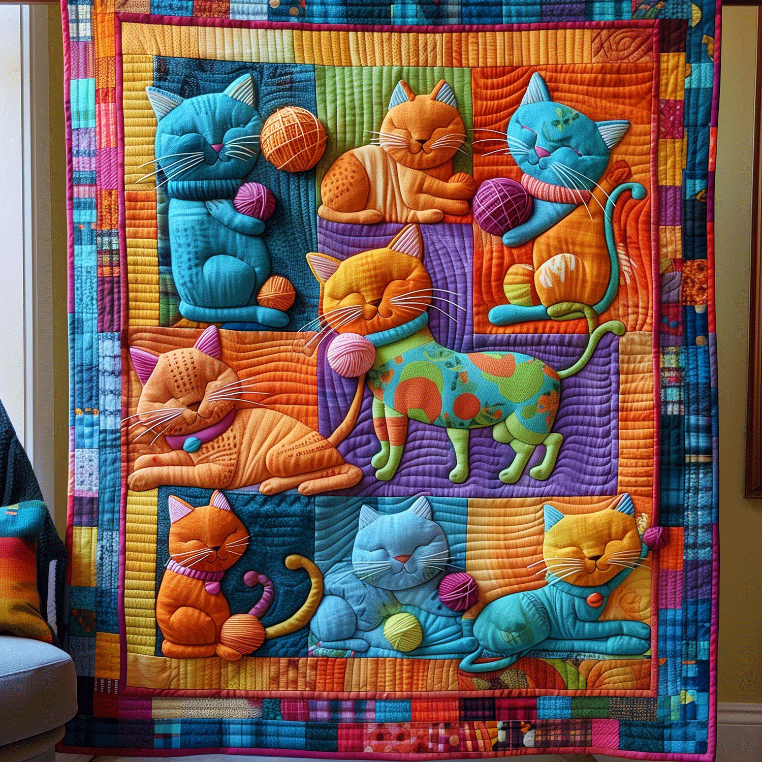 Yarn Play Kittens Quilted Blanket Cute Blankets For Her