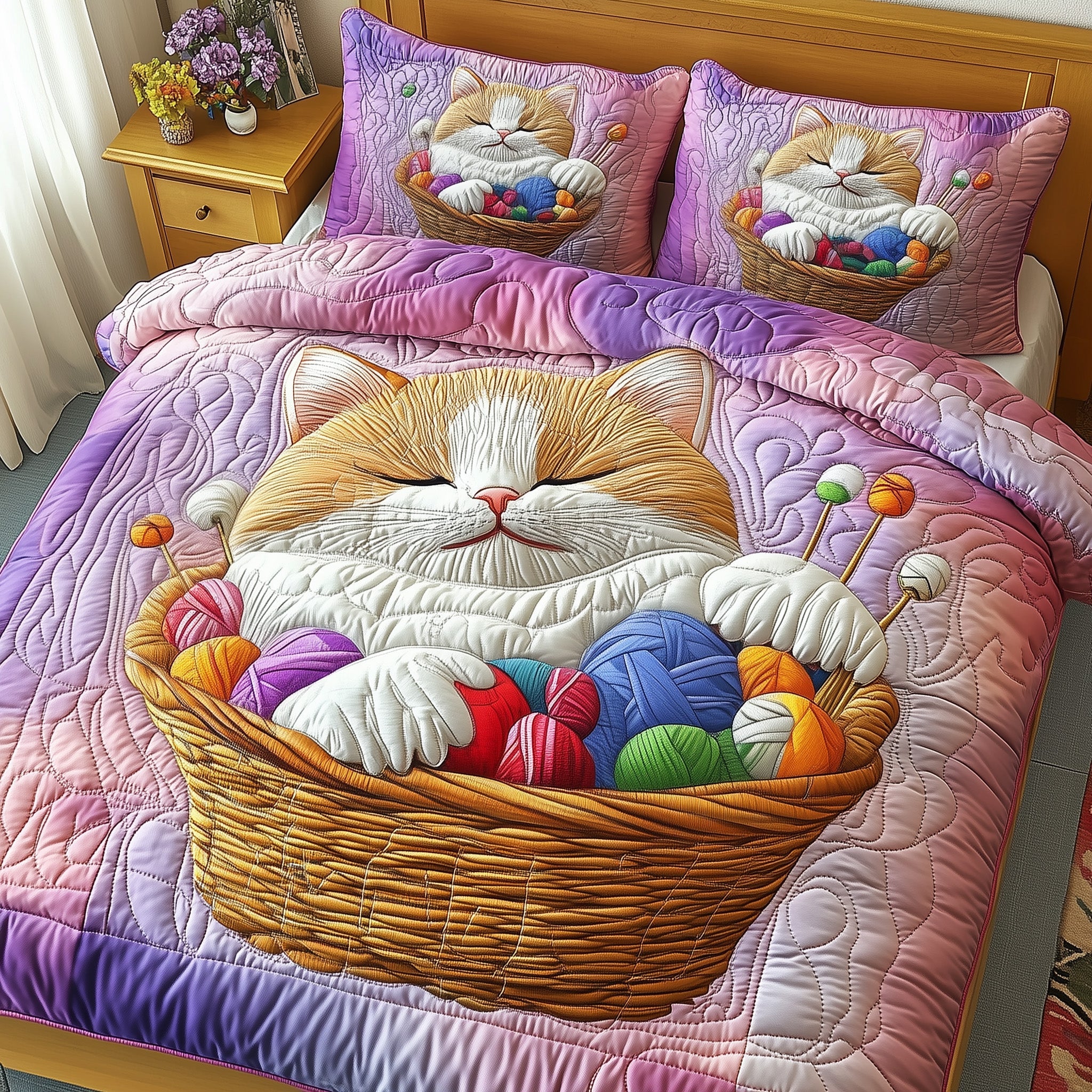 Yarn Quilted Bedding Set Duvet Cover Bed Sheet Family Christmas Gifts