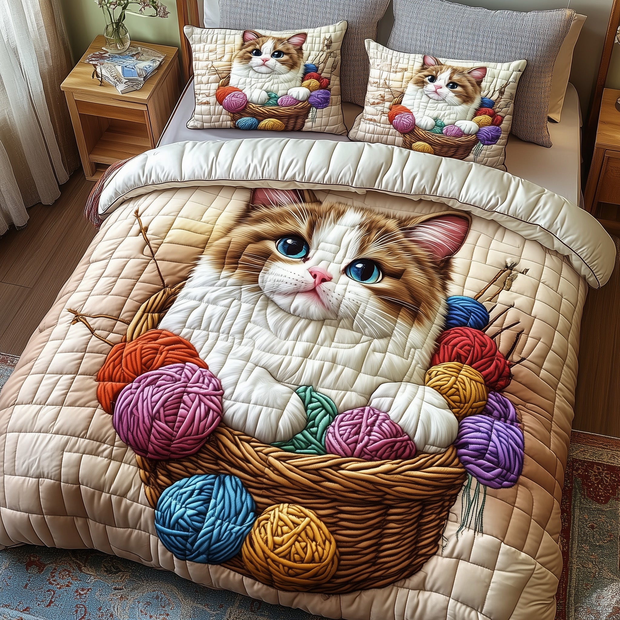 Yarn Quilted Bedding Set Duvet Cover Bed Sheet Gifts For The Family Christmas