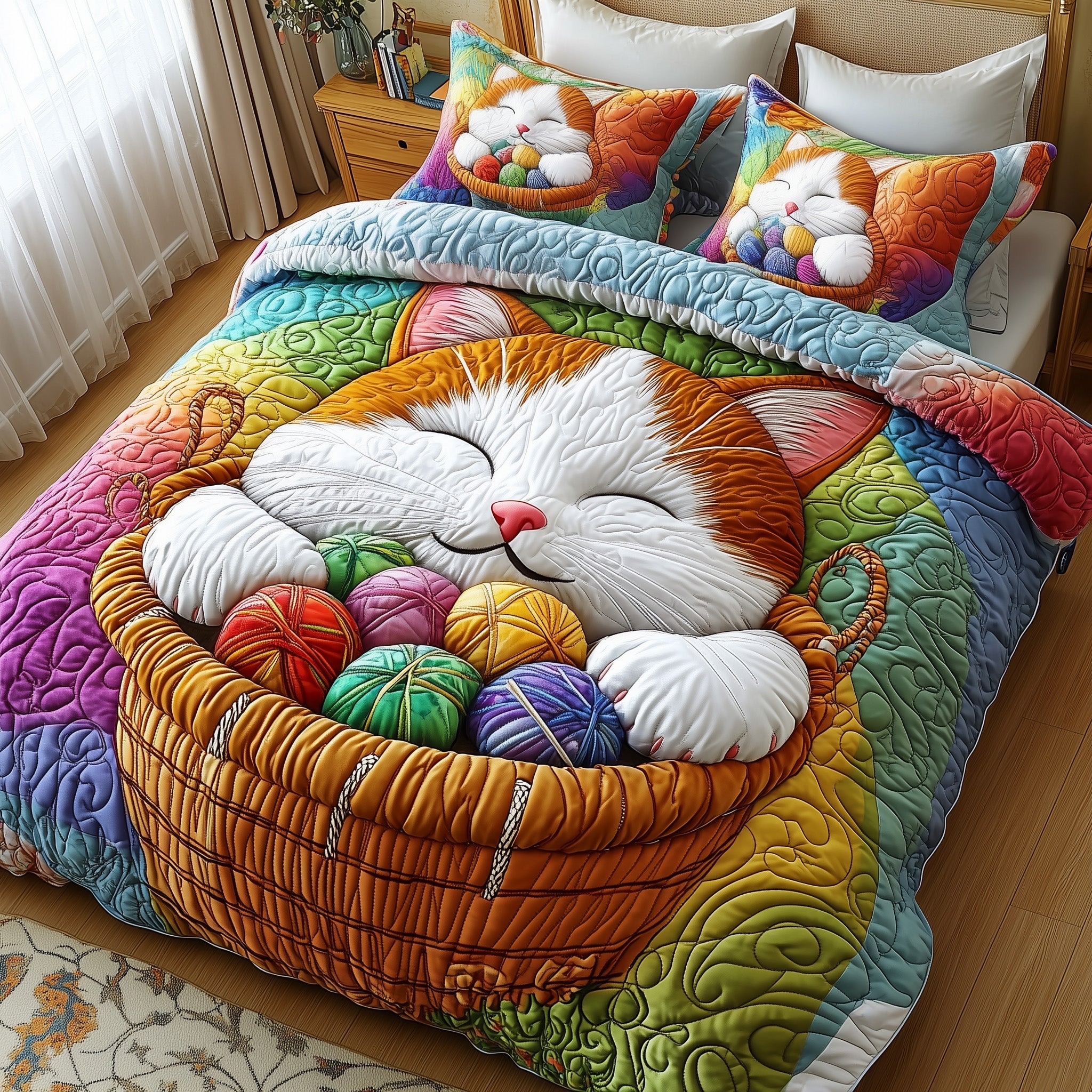 Yarn Quilted Bedding Set Duvet Cover Bed Sheet Xmas Gifts For Family