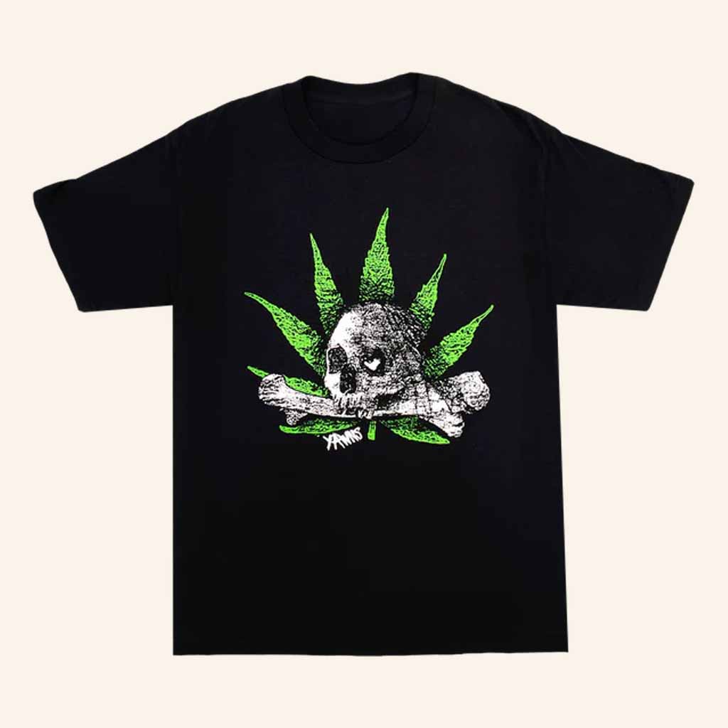 YAWNS Merch Skull Cannabis Leaf T-Shirt Creepy Apparel Gifts For Adults YAWNS Merch Skull Cannabis Leaf T-Shirt Creepy Apparel Gifts For Adults
