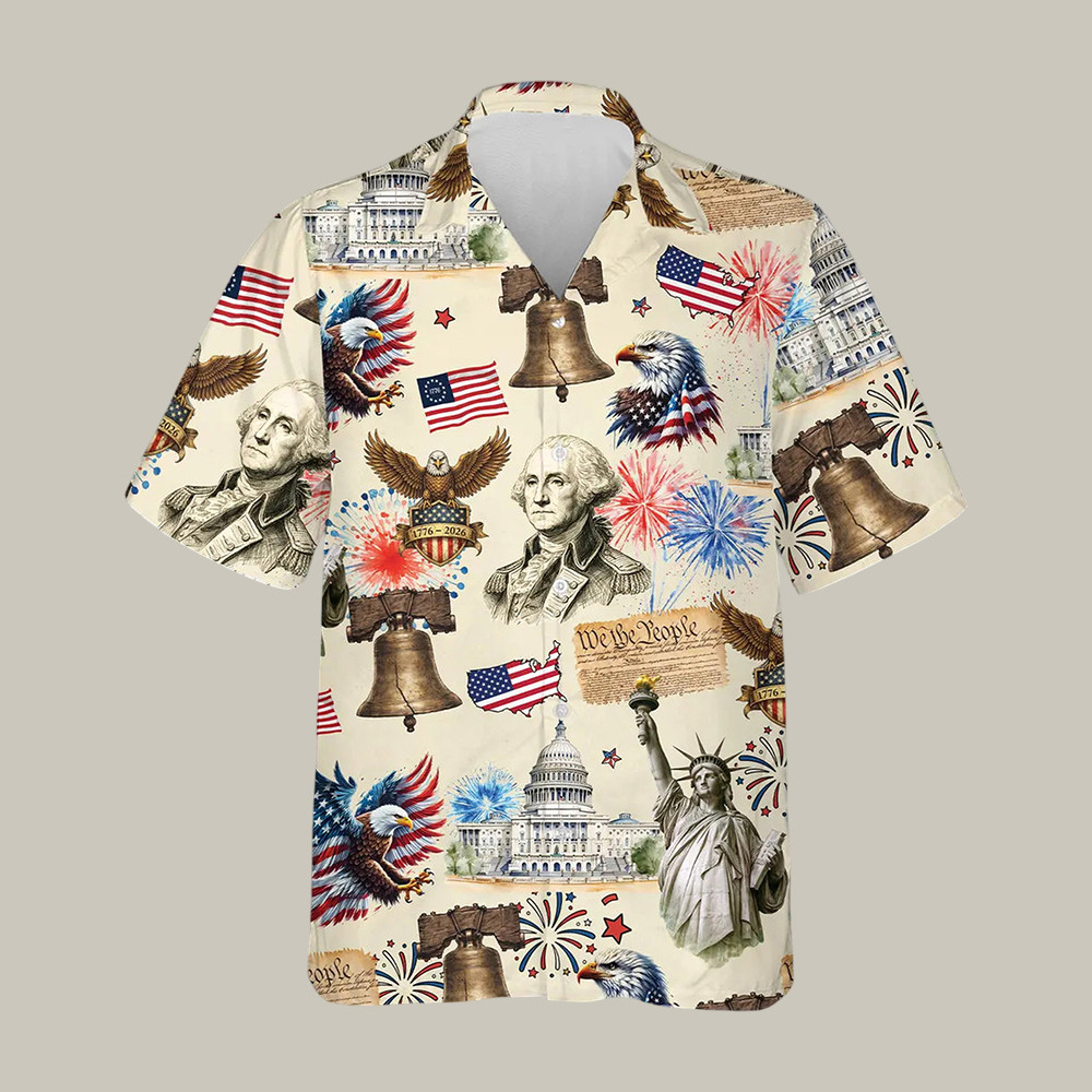 Years Of Freedom America Hawaiian Shirt Eagle Statue Of Liberty Apparel July 4th Gift For Dad