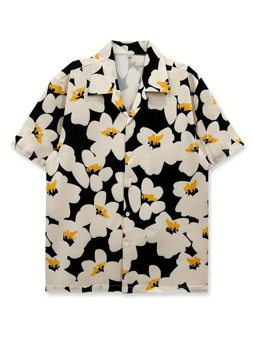 Yellowish Stamens Hawaiian Shirt Flower Pattern Floral Shirt Gifts For Flower Lovers