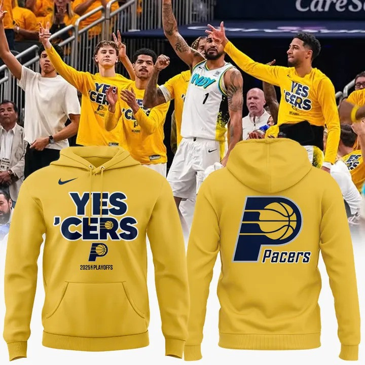 Yes Cers Indiana Pacers 2025 NBA Playoffs Hoodie Yellow Basketball Lover Fan Merch Apparel