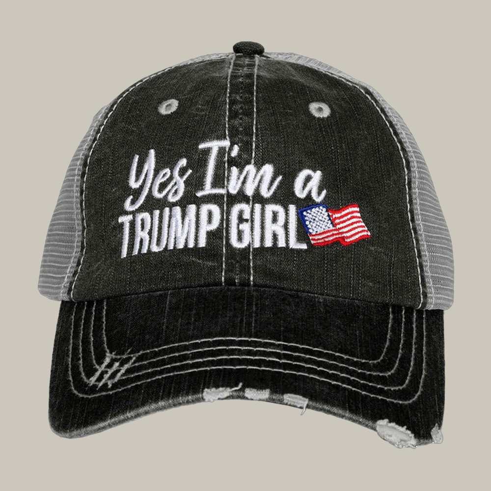 Yes I'm A Trump Girl Trucker 45 47 MAGA Katydid Brand Cap Unique Gift For Supporters