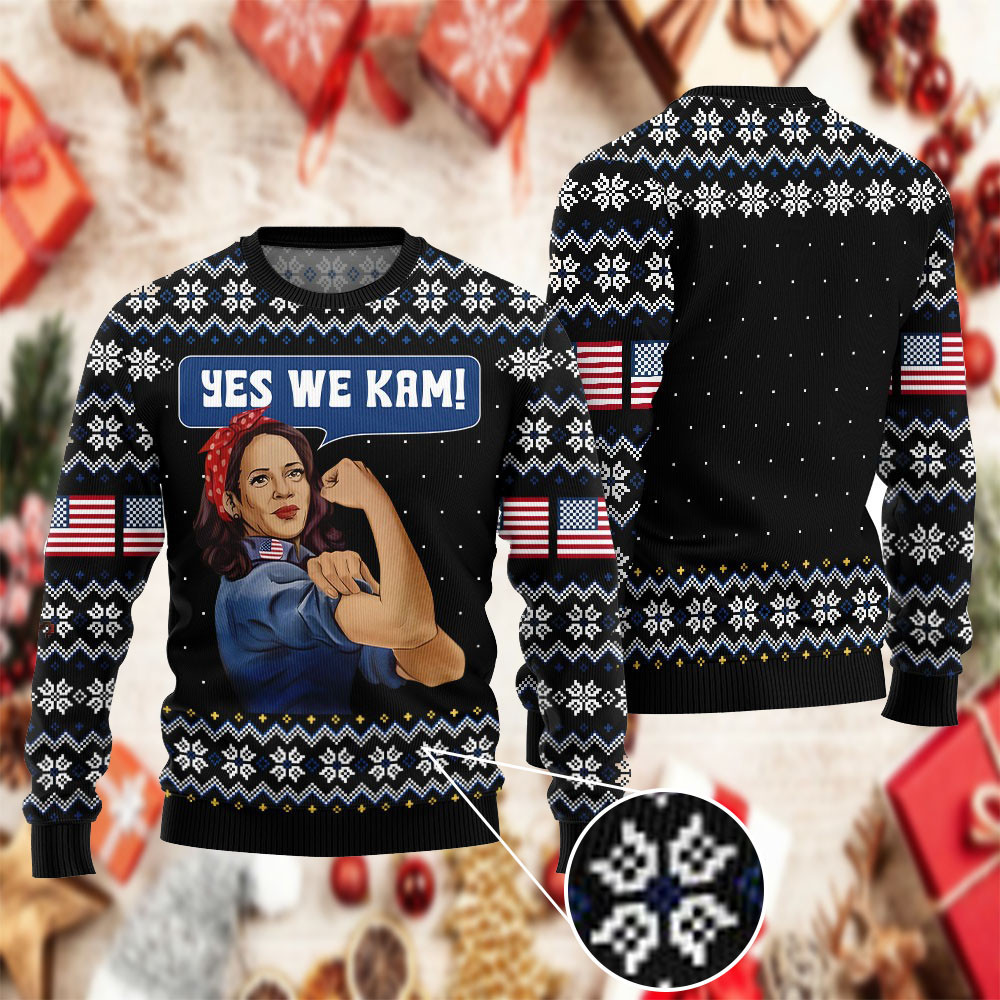 Yes We Kam Christmas Ugly Sweater Kamala Harris Campaign Sweater Gifts For Voters