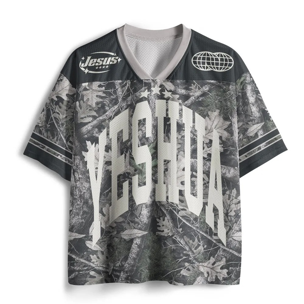 Yeshua Christian Graphic Camo Mesh Jersey Shirt Jesus Faith Shirt Best Gift For Christian Men