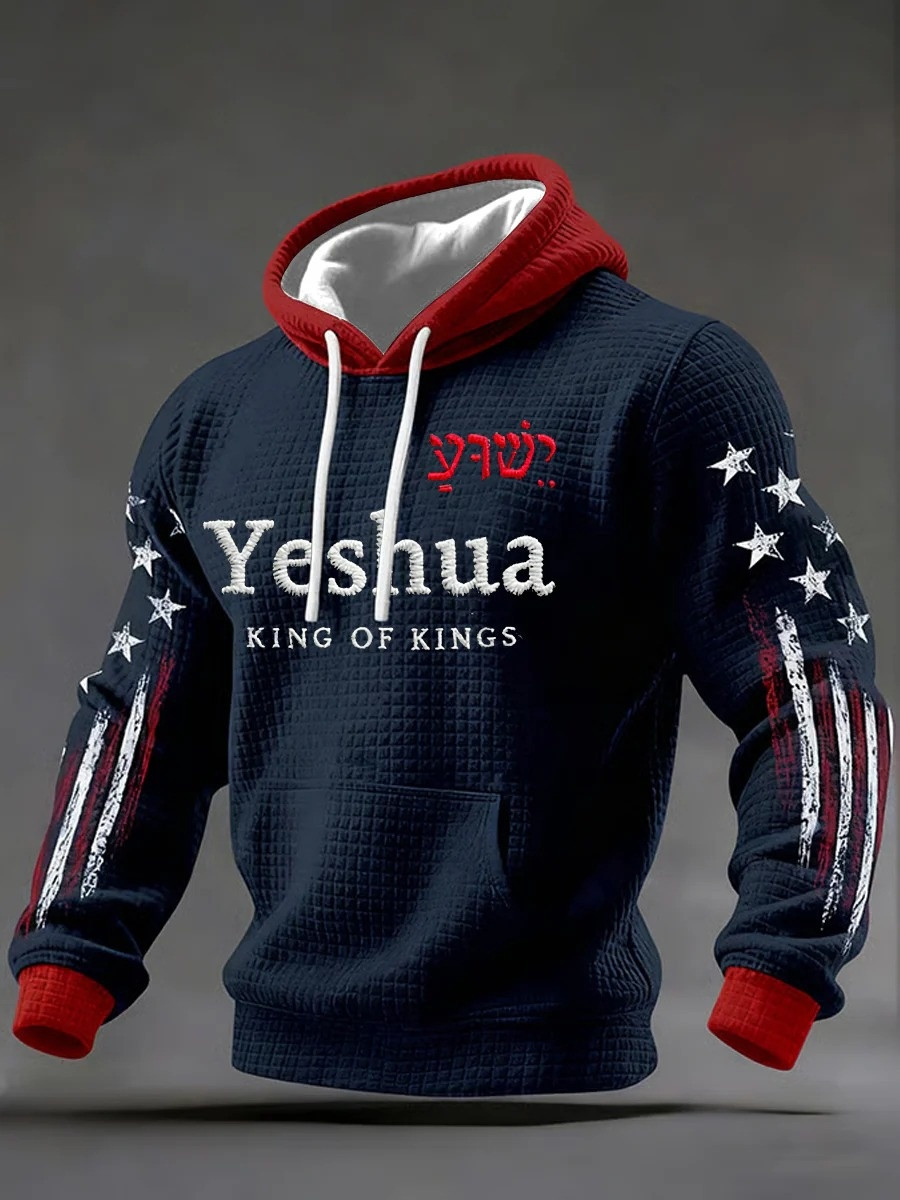Yeshua King Of Kings Hoodie Men Christian Patriot Apparel Graphic Hoodies Gift Ideas