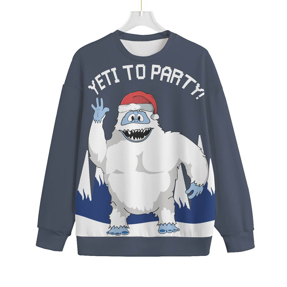 Yeti To Party Navy Oversized Ugly Christmas Sweater Adults Seasonal Gift Merch for Cozy Christmas Vibes