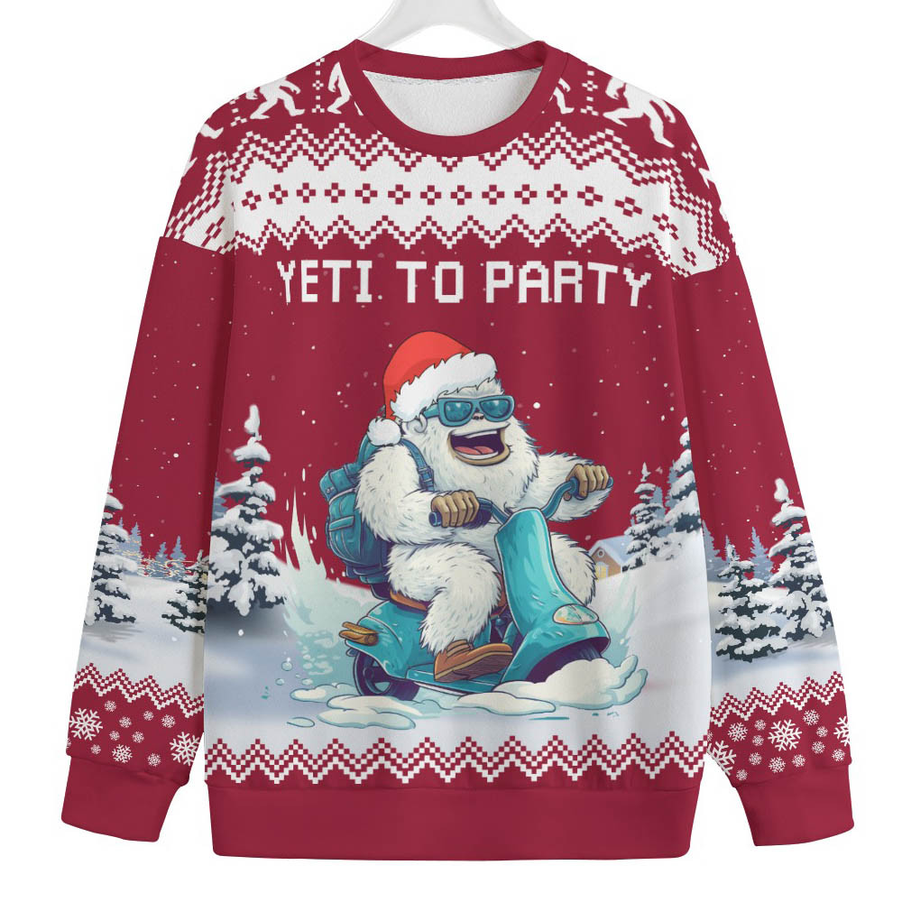 Yeti To Party Womens Plus Size Christmas Sweater Lovely Christmas Sweater Gift for Mom or Grandma