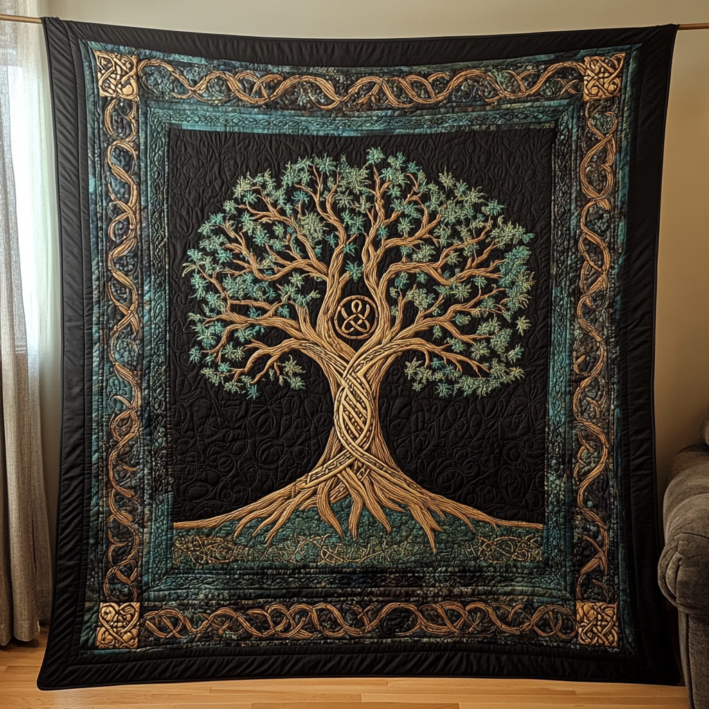 Yggdrasil Quilted Blanket Viking Gifts For Him