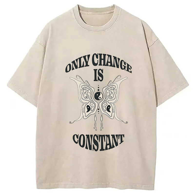 Yin Yang Butterfly Washed T-Shirt Classic Graphic Fashion Tee Gifts For Friends