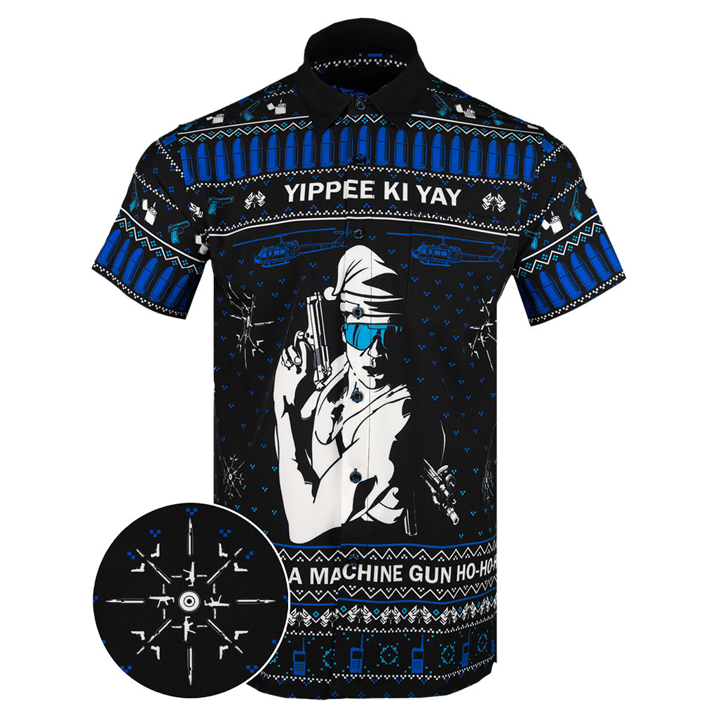 Yippee-Ki-Yay Black Button Down Shirt A Machine Gun Ho Ho Ho Hawaiian Shirt Gun Lovers Gifts Yippee-Ki-Yay Black Button Down Shirt A Machine Gun Ho Ho Ho Hawaiian Shirt Gun Lovers Gifts