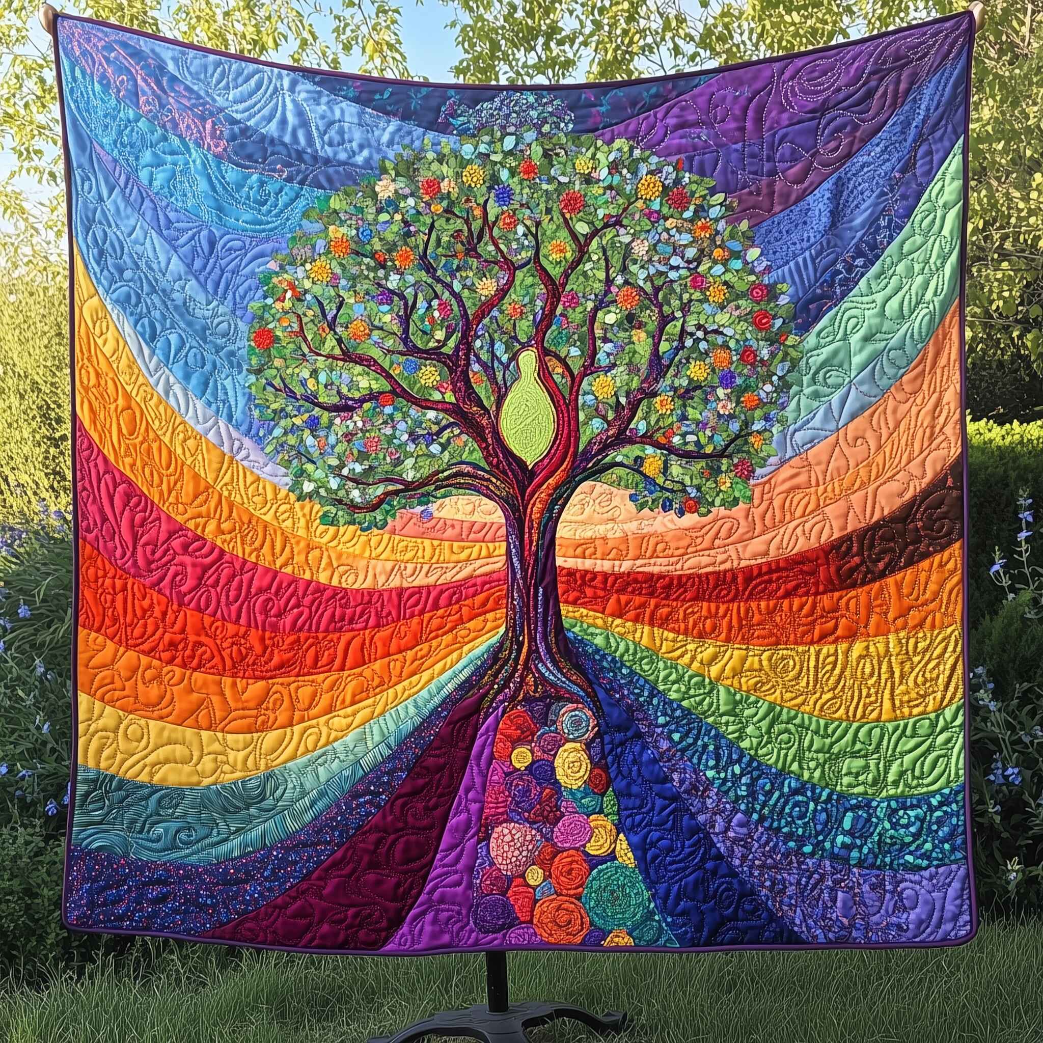 Yoga Chakra Tree of Life Quilted Blanket Best Couch Throw BlanketChristmas Gift Ideas For Yoga Lover
