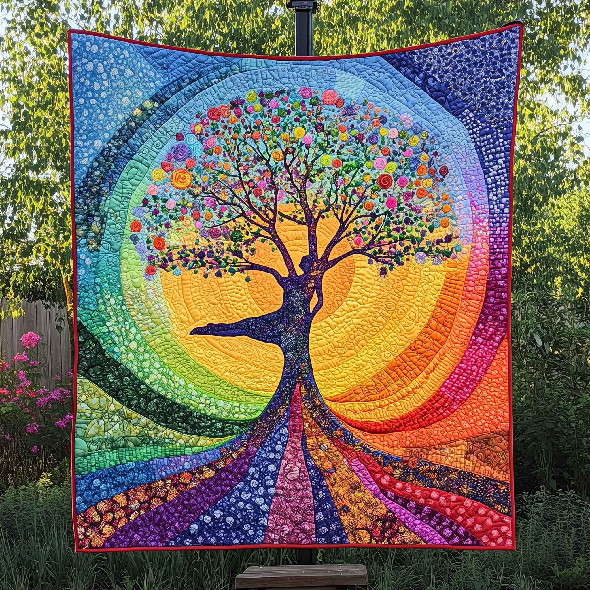 Yoga Chakra Tree of Life Quilted Blanket Best Couch Throw BlanketChristmas Gifts For Yoga Lover