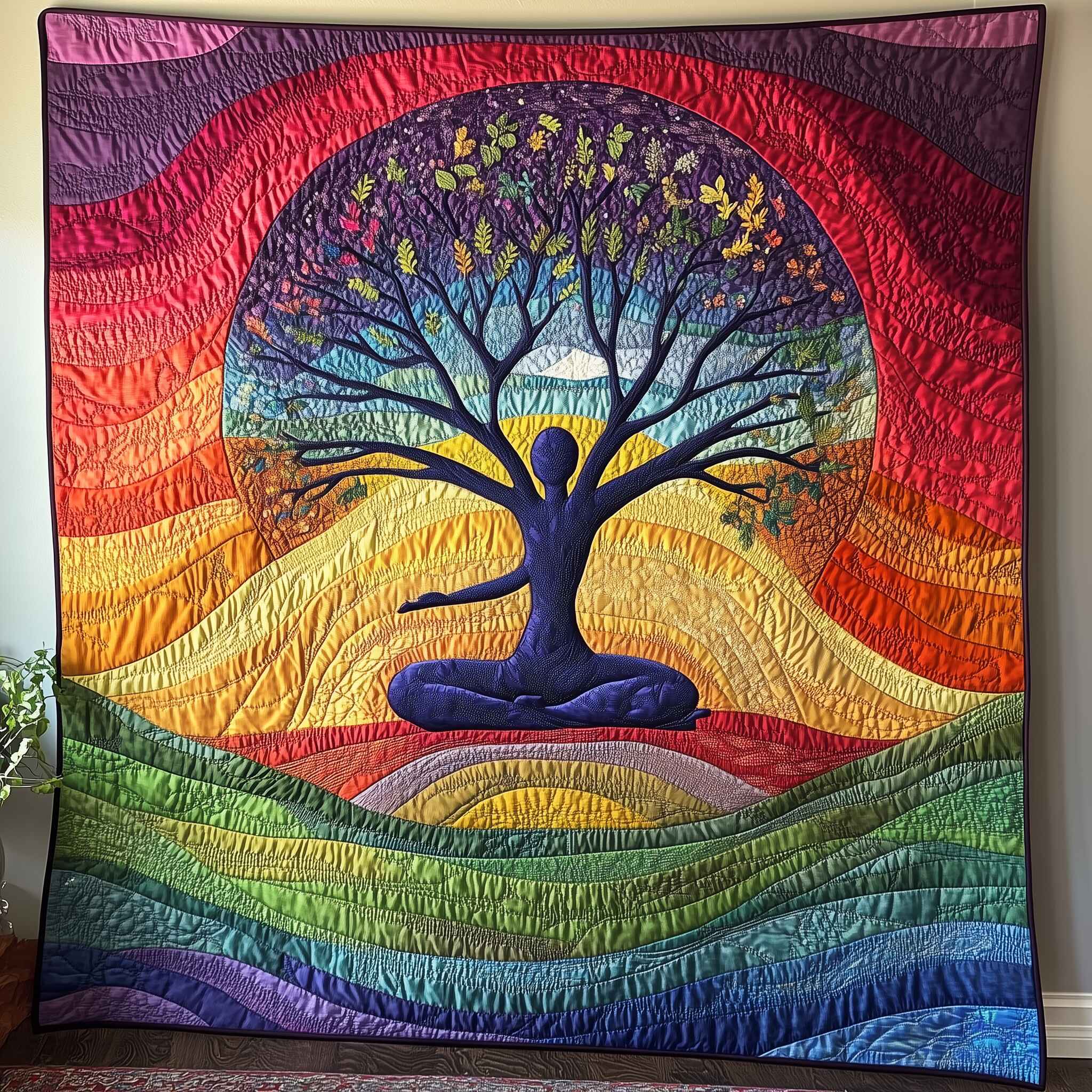 Yoga Chakra Tree of Life Quilted Blanket Best Couch Throw BlanketChristmas Presents For Yoga Lovers