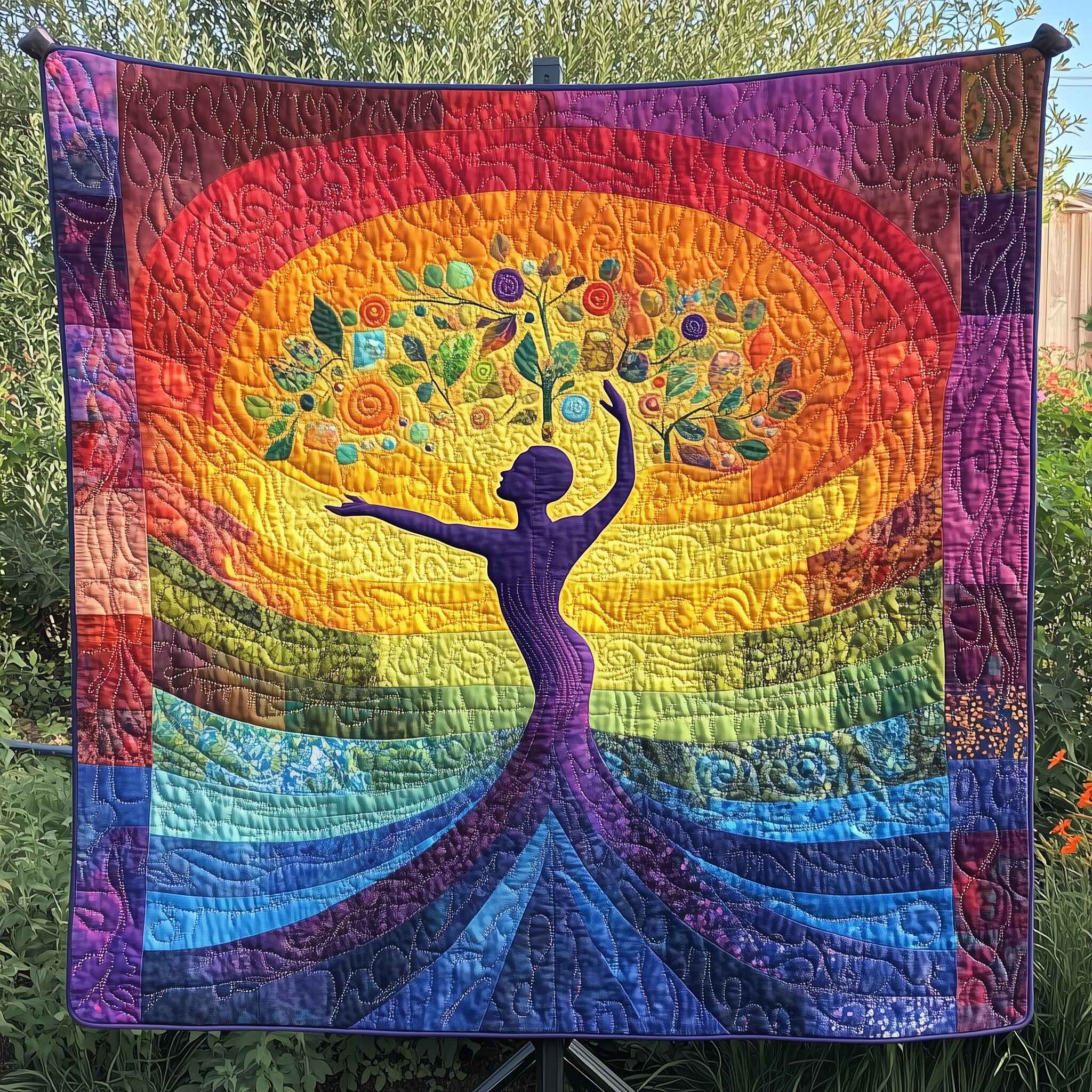 Yoga Chakra Tree of Life Quilted Blanket Best Couch Throw BlanketGift Ideas For A Yoga Lover