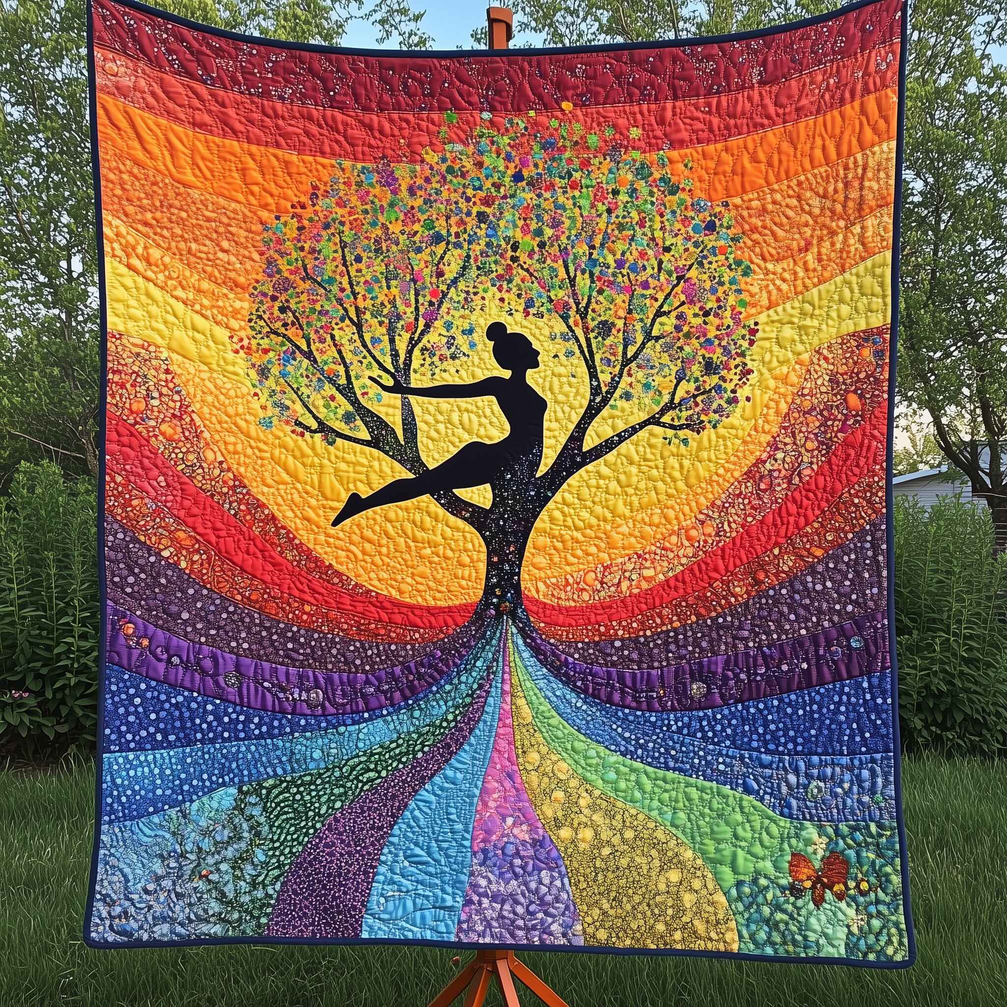 Yoga Chakra Tree of Life Quilted Blanket Best Couch Throw BlanketGifts For Someone Who Likes Yoga