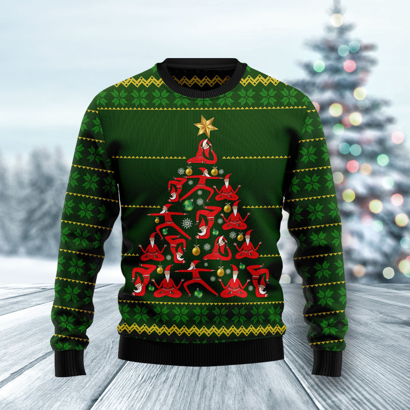 Yoga Christmas Tree Ugly Christmas Sweater Holiday Apparel Funny Christmas Sweater Gifts