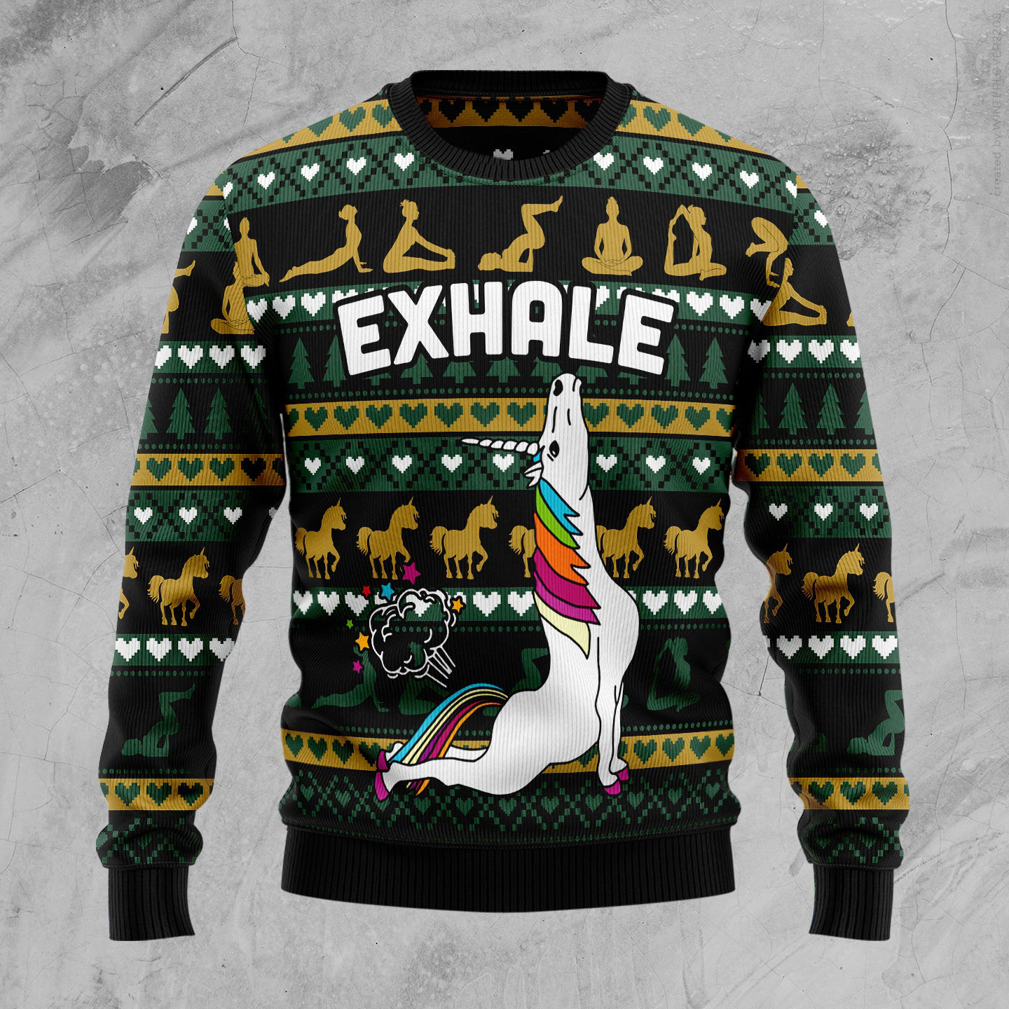 Yoga Unicorn Ugly Christmas Sweater Exhale Christmas Vacation Apparel Xmas Sweater