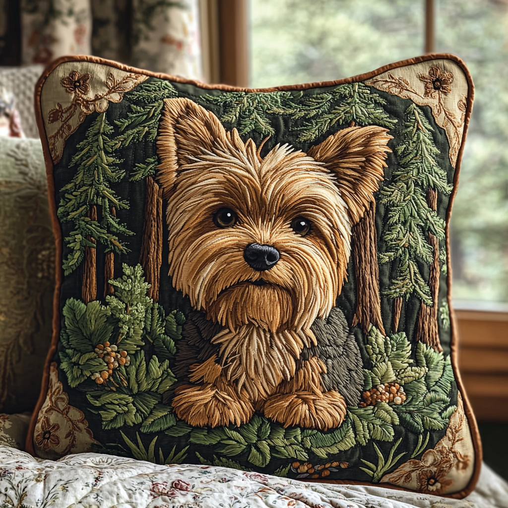 Yorkie Adventure Quilted Pillow Case Best Cool Pillow Cases Yorkie Gifts For Yorkie Lovers