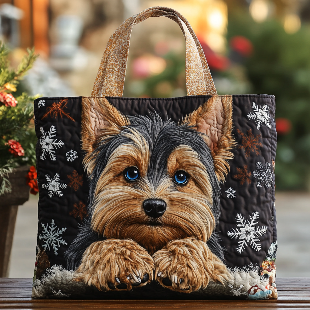 Yorkie Bliss Quilted Tote Bag Dog Themed Merchandise