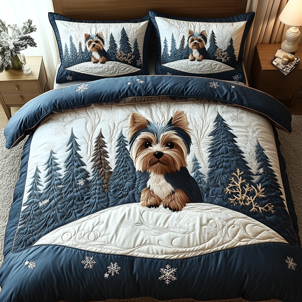 Yorkie Charm Quilted Bedding Set Bedroom Decor Ideas Yorkshire Terrier Presents