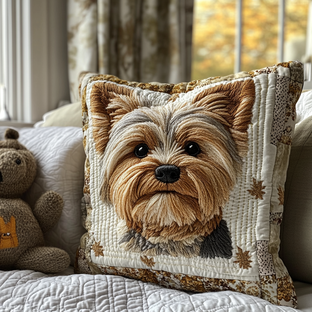 Yorkie Charm Quilted Pillow Case Nice Pillow Covers Yorkshire Terrier Stuff