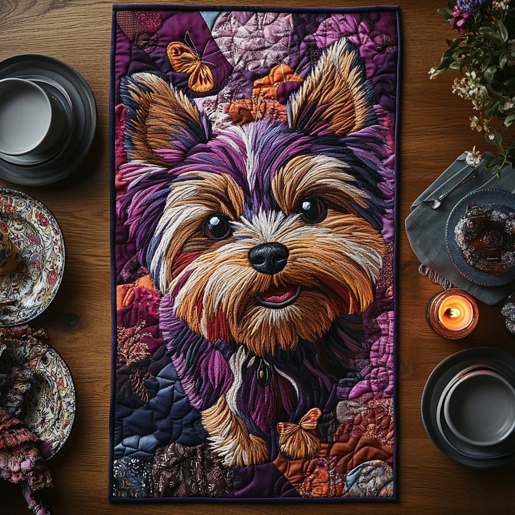 Yorkie Charm Quilted Table Runner Dining Table Ideas Yorkie Dog Gifts