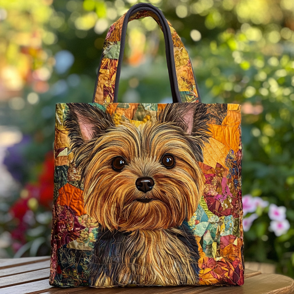 Yorkie Charm Quilted Tote Bag Christmas Presents For Dog Lovers