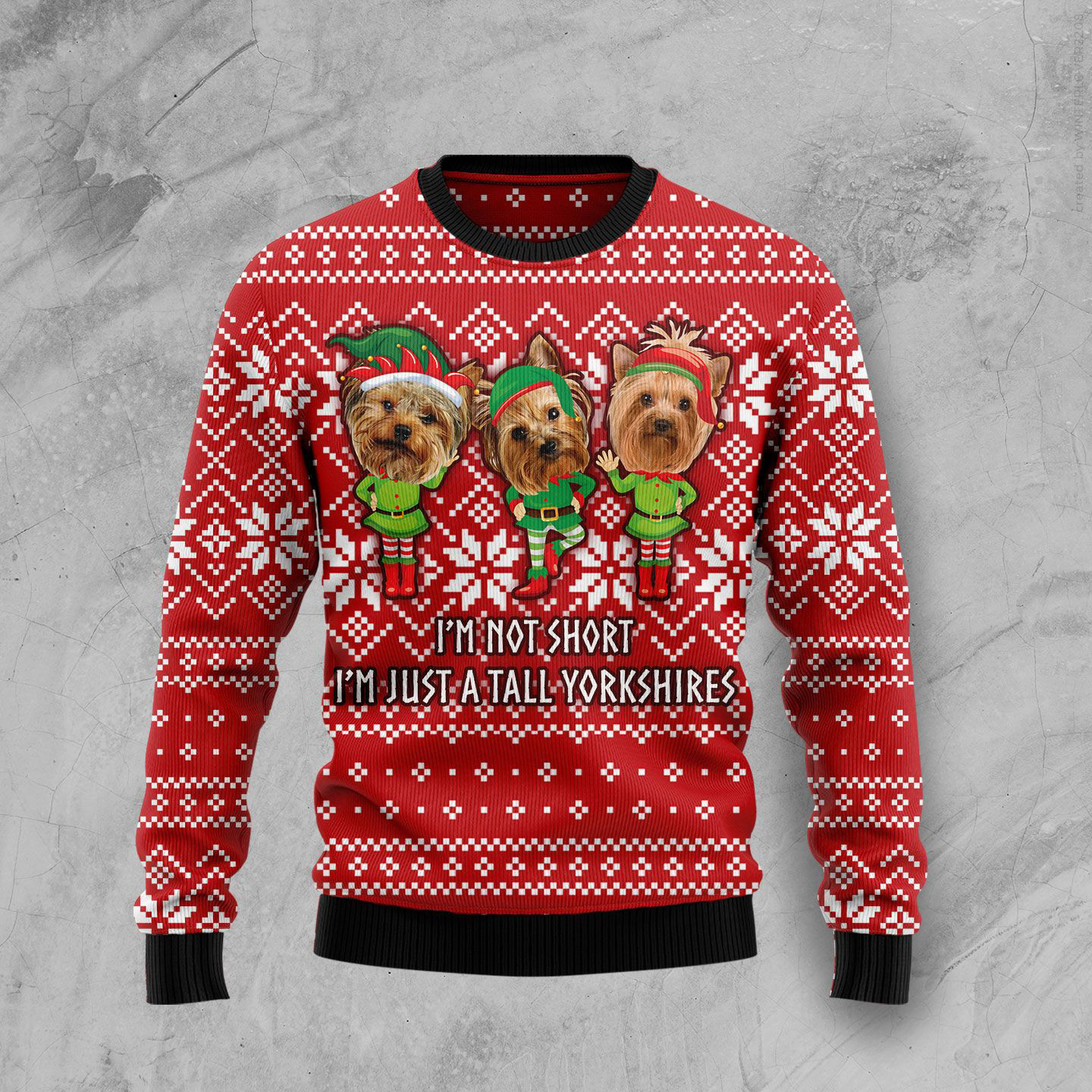 Yorkie Dog Not Short Ugly Christmas Sweater Animal Themed Christmas Gifts For New Dog Owners